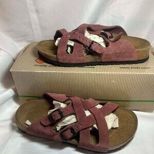 NEW Birkenstock Women's 6–6.5 Birki's Calais Criss Cross Maroon Suede Sandals